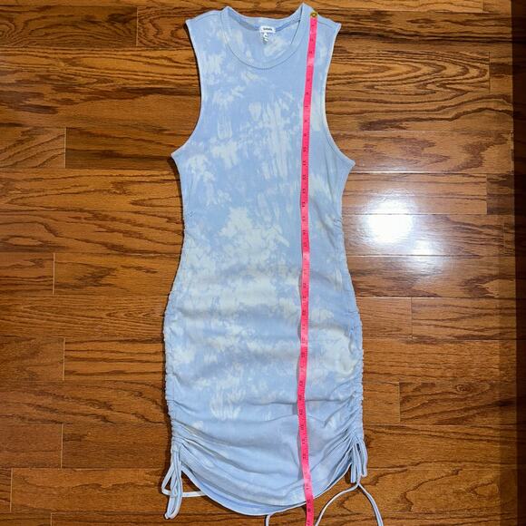 Garage Ria Sky Blue Tie Dye Side Ruched Ribbed Tank Mini Dress Size M - Picture 14 of 14